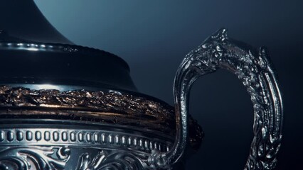 silver trophy cup standing isolated for design premium award sport achievement. best prize for sport
