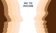 Say no to racism. Vector background with no racial discrimination. Man and woman with different skin tones. Stop racism.