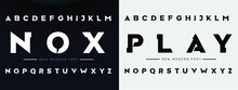 NOX PLAY Sports Minimal Tech Font Letter Set. Luxury Vector Typeface For Company. Modern Gaming Fonts Logo Design.
