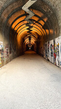 Center Of Yerevan City Armenia Tunnel With Graffiti