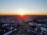 Fototapeta Przestrzenne - Aerial view of urovskaya ulitsa in sunset, spring time, Moscow, Russia