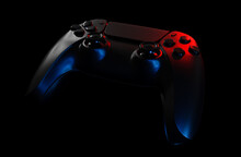 Wireless Controller Gamepad Isolated On Black Background. 3D Rendering Illustration.