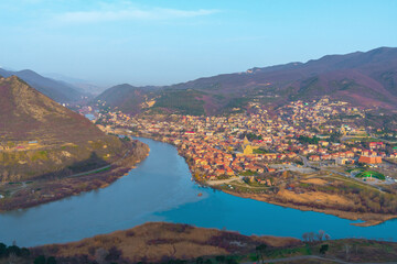 Wall Mural - Panoramic view of the old city Mtskheta and Svetitskhoveli Cathedral, Mtskheta