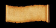 © daboost - Old paper horizontal banner. Parchment scroll isolated on black