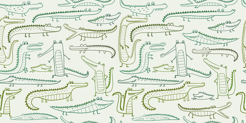Poster - Crocodile Cute Characters. Childish Style. Seamless Pattern for your design