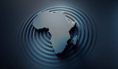 African map in a digital raster micro structure - 3D illustration	
