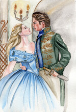 Cinderella Dancing At The Ball With The Prince