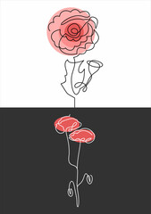 Wall Mural - Poppies flower line drawing. Abstract minimal poppy.