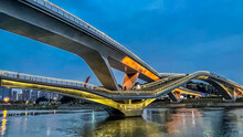 Chengdu Five Faults Bridge At Night
