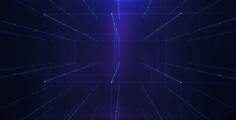 Abstract tech blocks background. block chain and data concept.