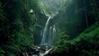 Dreamy waterfall in deep jungle of Lombok