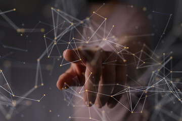 Concept of internet network. double exposure