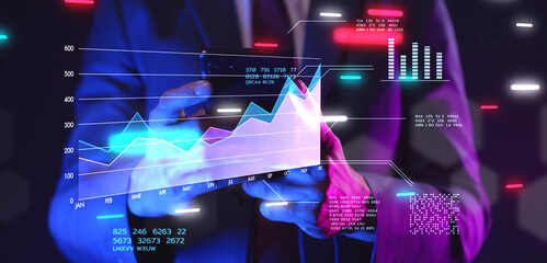 finance forecast graph chart data, financial planning marketing, business man working on stock excha