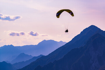 Dream flight in the mountains.