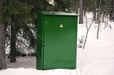 Fototapeta Sawanna - green power shield with electrical equipment