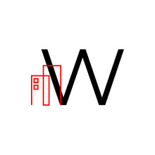 Letter W With Building Decoration Vector Logo Design Element