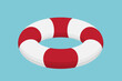 flat vector illustration on blue background, lifebuoy icon, financial assistance