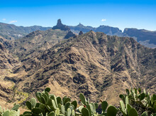 Views Of Roque Nublo And Roque Bentayga From Acusa Seca Caves In Grand Canary Island, Spain.
