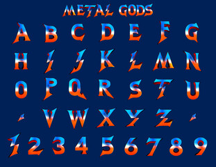 Poster - Metal Gods retro 3D alphabet illustration