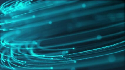 Wall Mural - digital data flow motion background animation with a fast moving stream of flowing green fiber optic