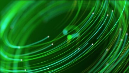 Wall Mural - digital data flow motion background animation with a fast moving stream of flowing green fiber optic
