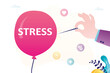 © Marina - Psychology pressure, mental health. Stress management, relaxation to relieve anxiety from your mind. Reduce stress. Doctor help solve anxiety problem using needle to burst stress balloon.