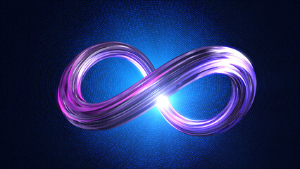 Fototapete - Metaverse technology/Virtual reality infinite symbol community connection of metaverse world global network technology system and abstract loop sign element on innovation digital communication. 