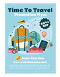 Travel tourism advertisement flyer brochure design element template. Vector cartoon design illustration