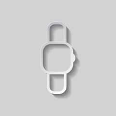 Wall Mural - Hand watch simple icon vector. Flat design. Paper style with shadow. Gray background.ai