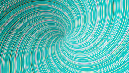 Wall Mural - spinning colorful funnel of curved lines, seamless loop. animation. beautiful turquoise rotating tor