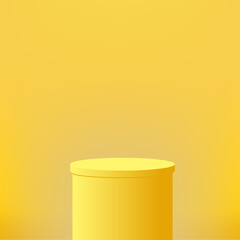 Wall Mural - Abstract minimal scene with geometric forms. Yellow podium in yellow background for product presentation. Vector