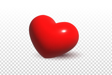 Wall Mural - vector 3d realistic isolated red heart on the transparent background.