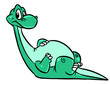 Dinosaur cute little diplodocus lies rest cartoon illustration