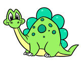 Fototapeta Dinusie - Dinosaur cute little stegosaurus cartoon illustration
