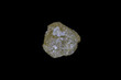 Raw, uncut yellow diamond. 5.7mm diameter, weight 1.9 carats. On Black background. 
