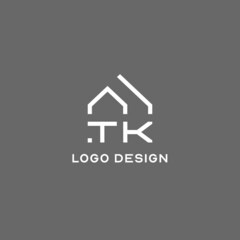 Wall Mural - Monogram TK house roof shape, simple modern real estate logo design