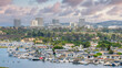 Panorama Puffy clouds at sunset High angle view of Newport Beach harbor in Orange County, Califo