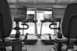 Staying fit with cardio fitness equipment and treadmills in gym or fitness center on modern cruiseship or cruise ship liner