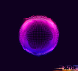 Wall Mural - abstract vector colorful mesh on dark background. futuristic style card. corrupted point sphere