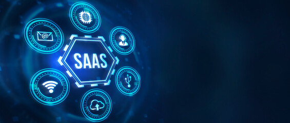 Internet, business, Technology and network concept. Software as a Service SaaS. Software concept. 3d illustration.