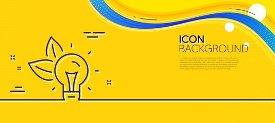 Eco energy line icon. Abstract yellow background. Lightbulb sign. Electric power symbol. Minimal eco energy line icon. Wave banner concept. Vector