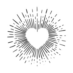 Wall Mural - sunburst, explosion effects, vintage doodle isolated on white background