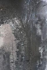 Wall Mural - burnt and dirty metal surface in gray tones as a rough full frame background texture, copy space