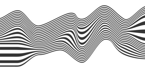 Wall Mural - White and black broken wavy lines