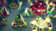 Multicolored brilliant round cut diamonds close-up 3D rendering illustration