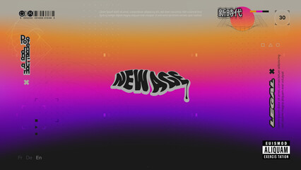Wall Mural - contemporary minimalistic background with trendy graphic elements set. retro wave space atmosphere
