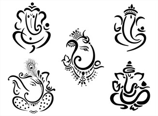 Sticker - Ganesha, Aum, Hindu wedding card, Diwali, India	