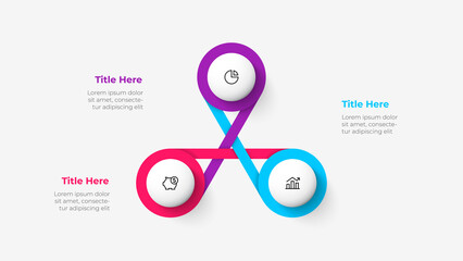 Cycle diagram with 3 options or steps. Slides for business presentation. Abstract infographics