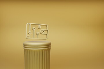 Aufkleber - Beautiful abstract illustrations golden Blockchain Digital Wallet symbol icons on a golden column and wonderful background. 3d rendering illustration. Background pattern for design.
