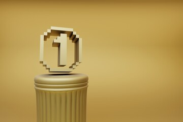 Poster - Beautiful abstract illustrations Golden Golden Pixel number 1 symbol icons on a golden column and wonderful background. 3d rendering illustration. Background pattern for design.